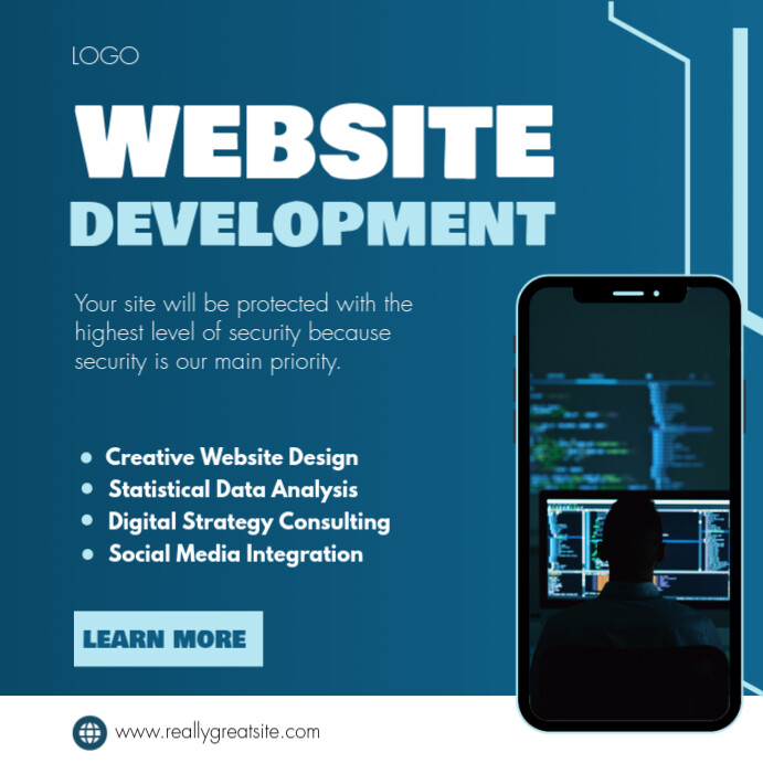Copy of Blue and White Minimalist Website Development Facebook Post ...