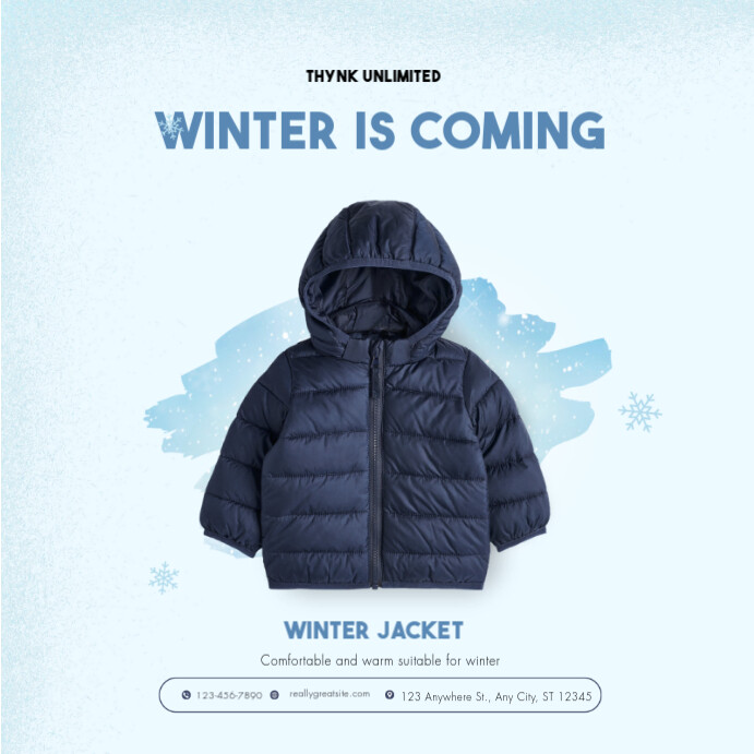 Copy of Blue and White Minimalist Winter Clothing Sales Instagram Post ...