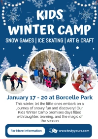 Blue and White Modern & Minimal Kids Winter Camp A5 template