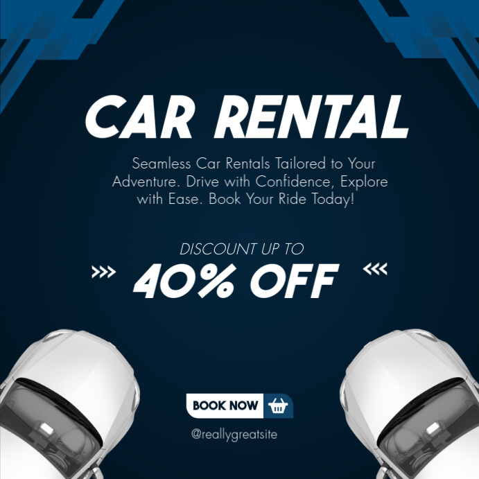 Blue And White Modern Creative Car Rental Facebook Post Template