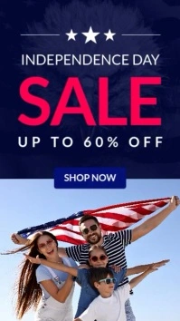blue and white Modern Independence Day Sale Banner Template – Up to 60% Off Promo Design Instagram-verhaal