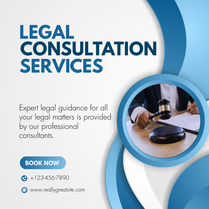 Blue and White Modern Legal Consultation Serv Template | PosterMyWall