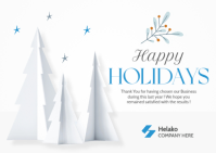 Blue and white modern minimal Corporate Happy Holidays Postcard Template A6