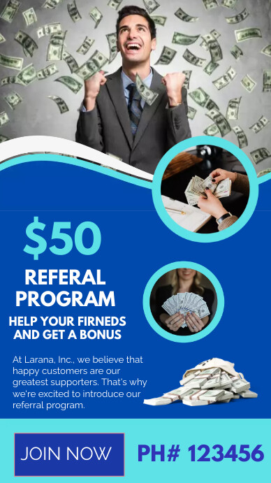Plantilla de Blue and White Modern Referral Program | PosterMyWall