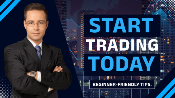 Blue and White Modern Trading Tips Thumbnail YouTube Thumbnail Digitale Vertoning (16:9) template