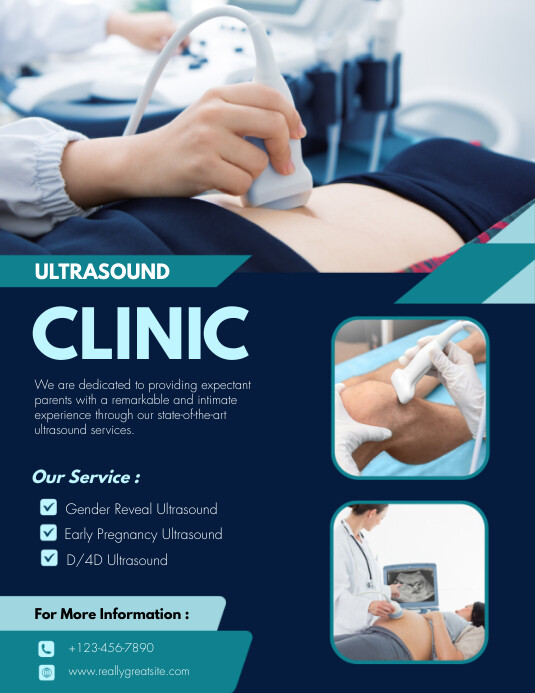 Blue and White Modern Ultrasound Clinic Flyer Template | PosterMyWall