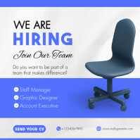 Шаблон White & Blue We Are Hiring Instagram Post | PosterMyWall