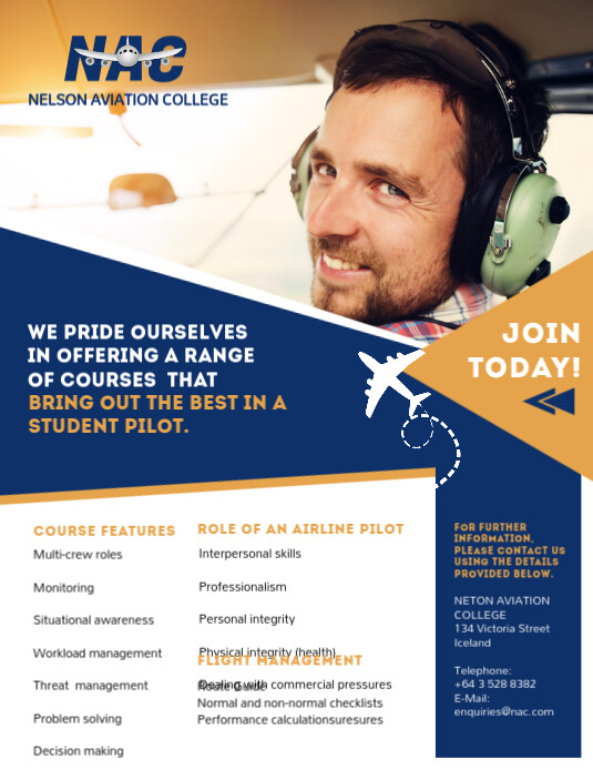 Blue and white pilot program flyer Template | PosterMyWall