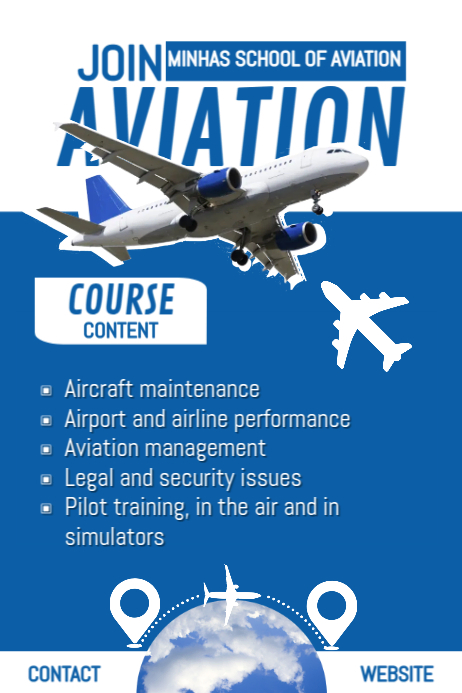Blue and White Pilot Program Flyer Editable T Poster template