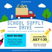 Blue and White School Supply Drive Square Vid Quadrat (1:1) template