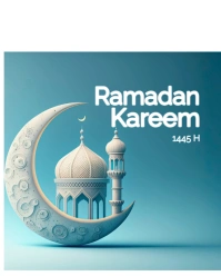 Blue and White Simple Modern Illustrative Ramadan Kareem Instagram Portrait template