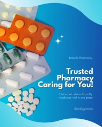 Blue and White Simple Pharmacy Store Instagram Post template