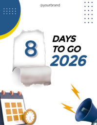 Blue and White Typographic Countdown New Year Flyer (Us Letter) template