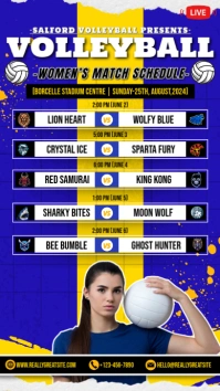 Blue and Yellow Abstract Volleyball Schedule Instagram Post template