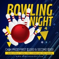 Blue and Yellow Bowling Tournament Square Vid Vierkant (1:1) template