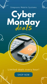 Blue and Yellow Cyber Monday Instagram Story template