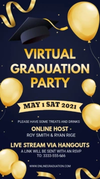 Blue and yellow Grad party for school Pantalla Digital (9:16) template