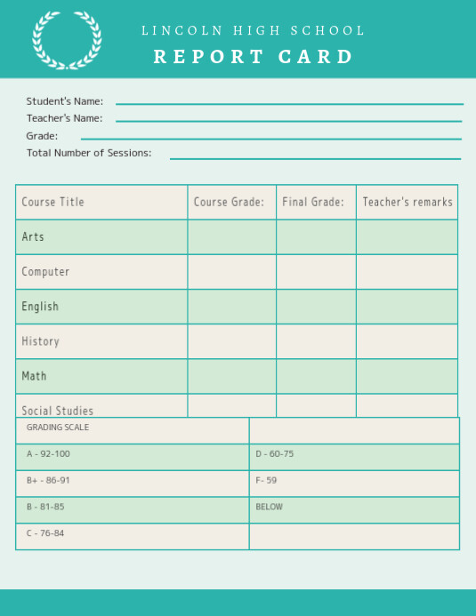 Report Card Color Copy of Blue and Yellow High School Report Card | PosterMyWall
