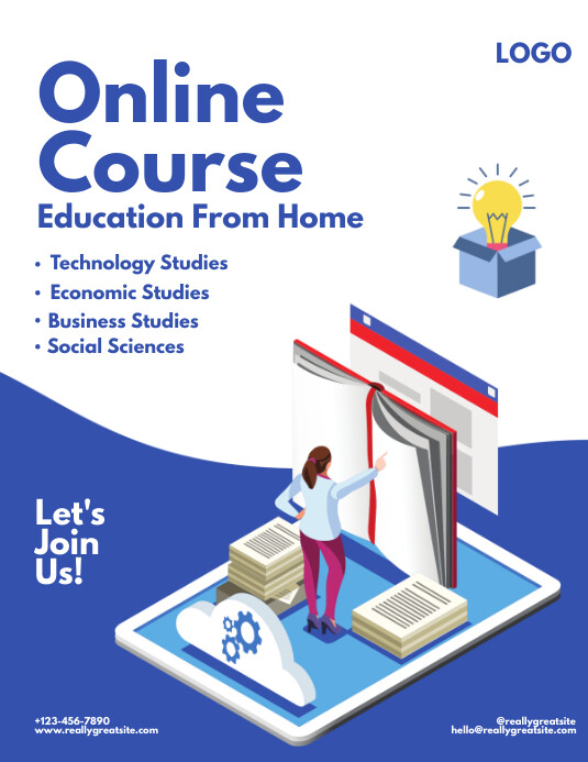 Blue and Yellow Modern Online Courses Poster-Vorlage | PosterMyWall
