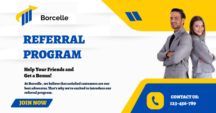 Copy of Blue and Yellow Modern Referral Program Faceb | PosterMyWall