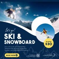 Blue and Yellow Modern Ski and Snowboard Instagram Post template