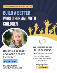 Blue and Yellow Orphanage Fundraising Flyer ใบปลิว (US Letter) template