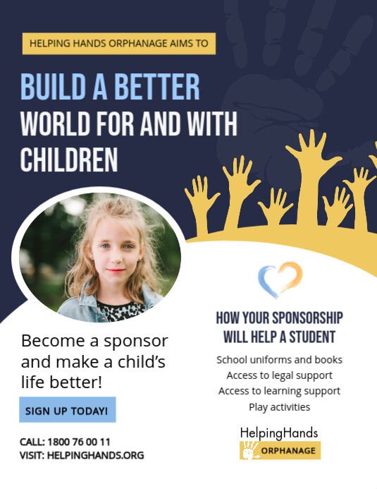 Ng Asul At Dilaw Na Orphanage Fundraising Flyer Template | PosterMyWall