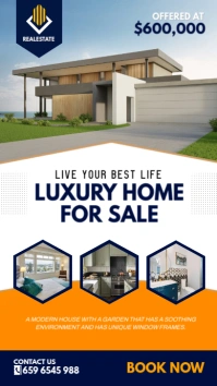 Blue and Yellow Real Estate Instagram Story D template