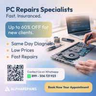 Blue and Yellow Tech PC Repair Service Instagram Post – Professional Computer Fix Template
