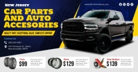 Blue and Yellow Truck Auto Parts Facebook Pos template