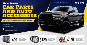 Blue and Yellow Truck Auto Parts Facebook Pos Obraz udostępniany na Facebooku template
