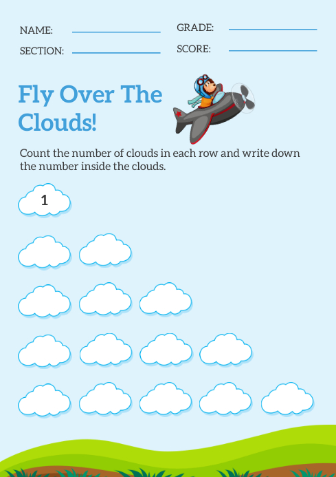 Blue Animated Elementary Mathematics Workshee Template | PosterMyWall