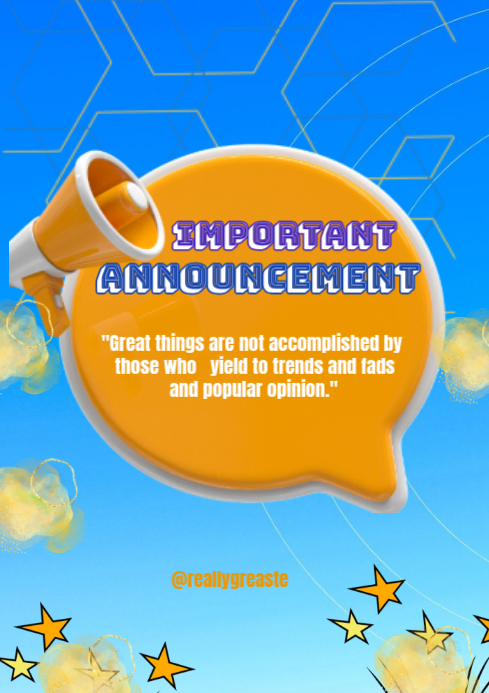 Blue Announcement A4 Template | PosterMyWall