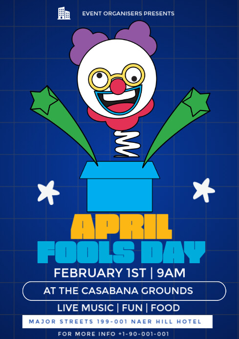 Blue April Fools Day Flyer  A3 template