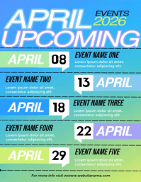 Blue April Upcoming Events Flyer Design  Flyer (us Letter) Volante (Carta US) template