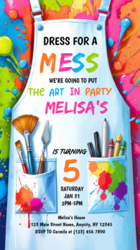 Blue Art Party Invitation Instagram Story template