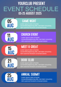 Blue August Upcoming Events  A4 template