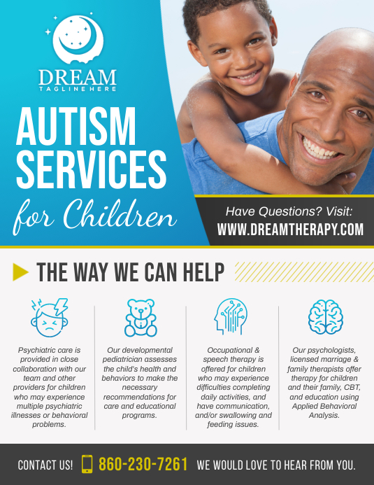 Blue Autism Services  Flyer Volante (Carta US) template