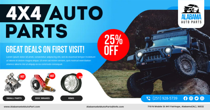 Blue Auto Parts Facebook Post Template | PosterMyWall