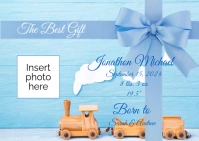 Blue Baby Boy Announcement Postcard template