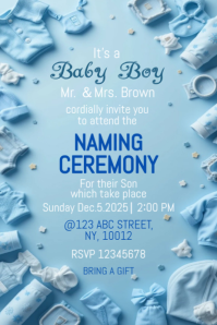 Blue Baby Boy Shower Or Naming Ceremony Pinterest Graphic template