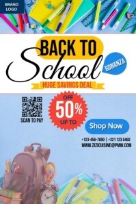 Blue  Back To School Bonanza Poster template
