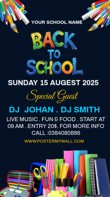 Blue Back To School Template | PosterMyWall