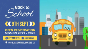 Blu Back to School Digitalanzeige Template