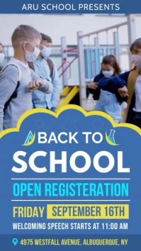 blue back to school digital signage template