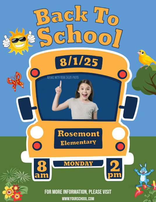 Blue  Back To School Flyer Flyer (us Letter) template