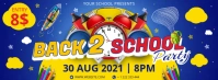 Blue back to school party banner invitation Facebook Cover Photo template
