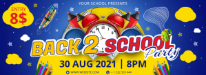 Blue Back to School Party Facebook-Cover Template