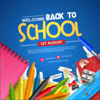 Blue Back to School Celebration Square Template