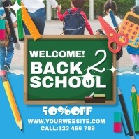Blue Back to school sale Template Publicação no Instagram